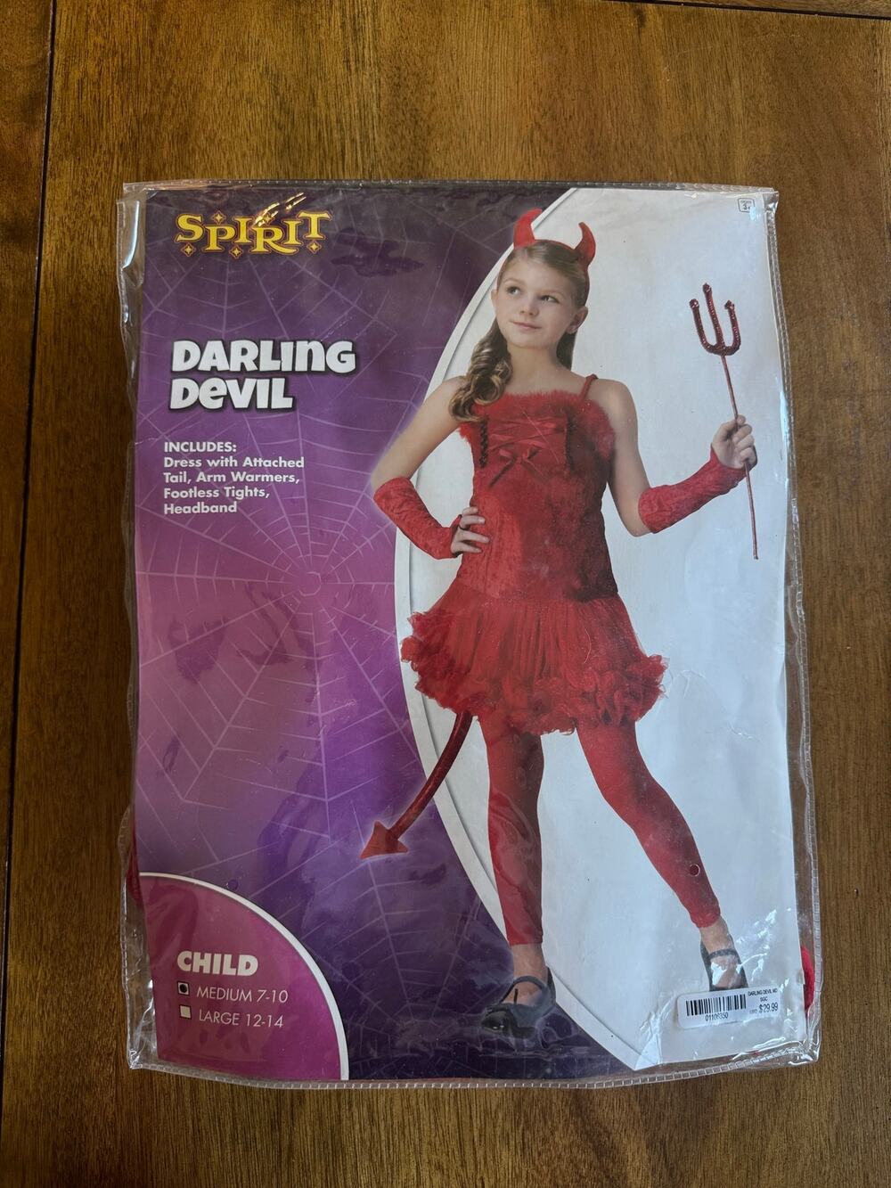 Spirit Darling Devil Girls Halloween Costume Child M 7-10 Red Missing Horns